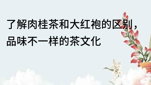 了解肉桂茶和大红袍的区别，品味不一样的茶文化