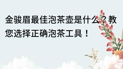 金骏眉最佳泡茶壶是什么？教您选择正确泡茶工具！