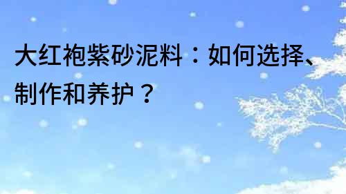 大红袍紫砂泥料：如何选择、制作和养护？