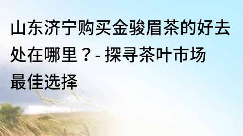 山东济宁购买金骏眉茶的好去处在哪里？- 探寻茶叶市场最佳选择