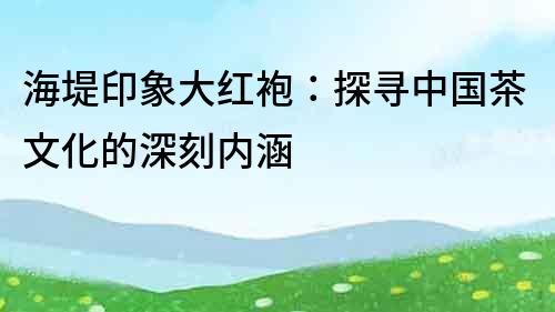 海堤印象大红袍：探寻中国茶文化的深刻内涵