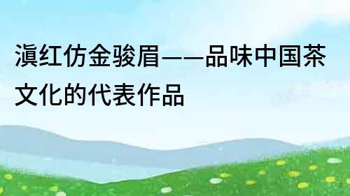 滇红仿金骏眉——品味中国茶文化的代表作品