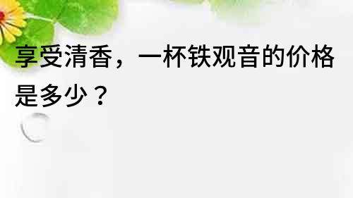 享受清香，一杯铁观音的价格是多少？