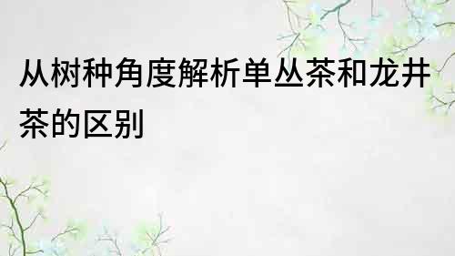 从树种角度解析单丛茶和龙井茶的区别