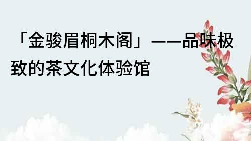 「金骏眉桐木阁」——品味极致的茶文化体验馆