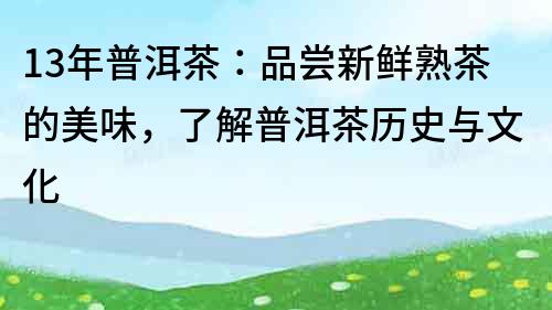 13年普洱茶：品尝新鲜熟茶的美味，了解普洱茶历史与文化