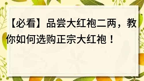 【必看】品尝大红袍二两，教你如何选购正宗大红袍！