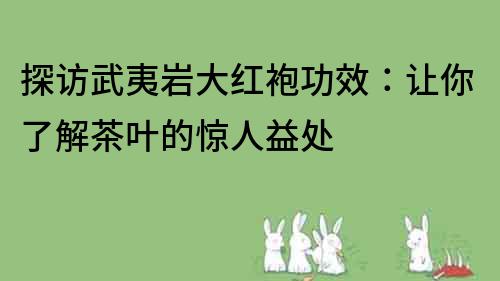 探访武夷岩大红袍功效：让你了解茶叶的惊人益处