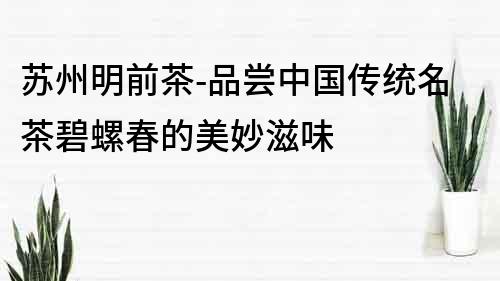 苏州明前茶-品尝中国传统名茶碧螺春的美妙滋味