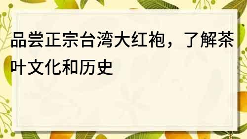 品尝正宗台湾大红袍，了解茶叶文化和历史