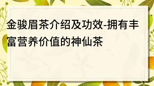 金骏眉茶介绍及功效-拥有丰富营养价值的神仙茶