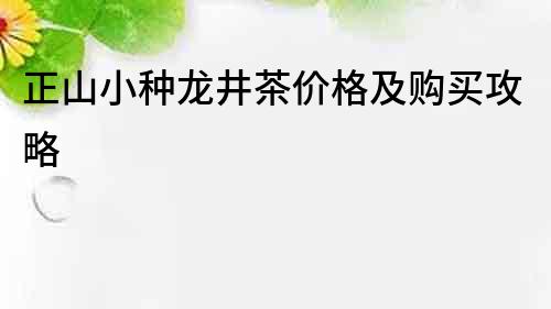 正山小种龙井茶价格及购买攻略