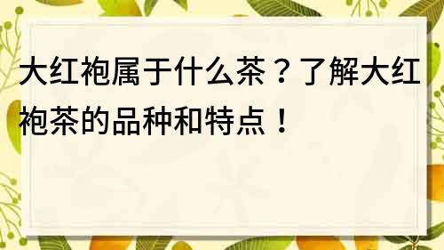 大红袍属于什么茶？了解大红袍茶的品种和特点！