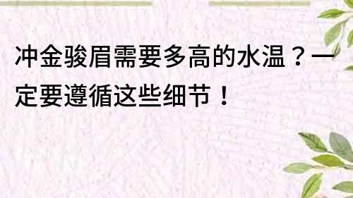 冲金骏眉需要多高的水温？一定要遵循这些细节！