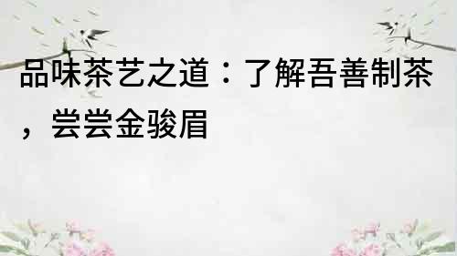 品味茶艺之道：了解吾善制茶，尝尝金骏眉