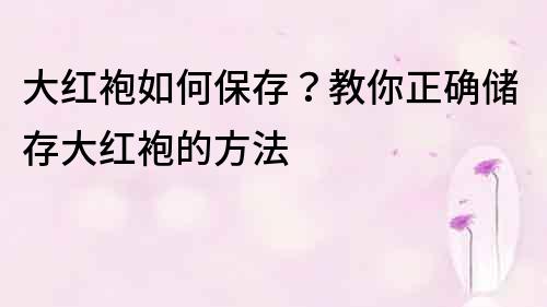 大红袍如何保存？教你正确储存大红袍的方法