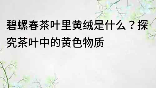 碧螺春茶叶里黄绒是什么？探究茶叶中的黄色物质