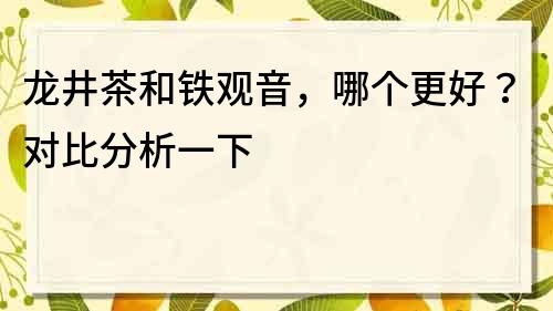 龙井茶和铁观音，哪个更好？对比分析一下