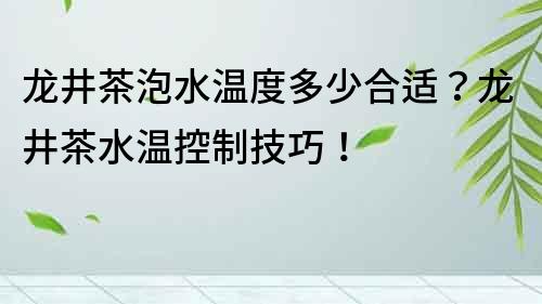 龙井茶泡水温度多少合适？龙井茶水温控制技巧！