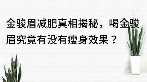 金骏眉减肥真相揭秘，喝金骏眉究竟有没有瘦身效果？