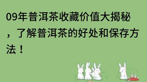 09年普洱茶收藏价值大揭秘，了解普洱茶的好处和保存方法！