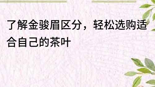 了解金骏眉区分，轻松选购适合自己的茶叶