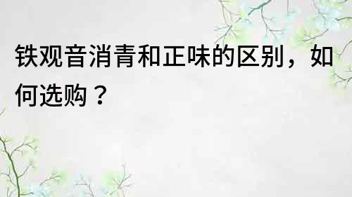 铁观音消青和正味的区别，如何选购？