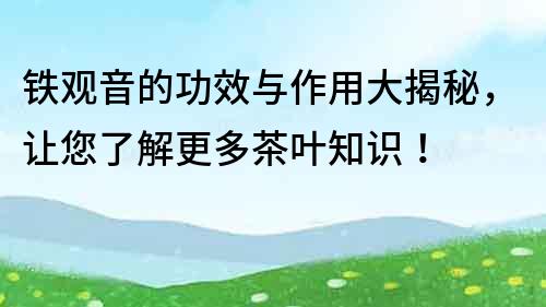 铁观音的功效与作用大揭秘，让您了解更多茶叶知识！