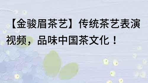 【金骏眉茶艺】传统茶艺表演视频，品味中国茶文化！