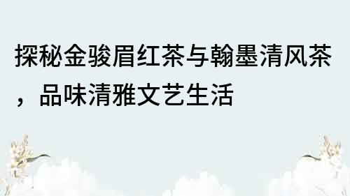 探秘金骏眉红茶与翰墨清风茶，品味清雅文艺生活