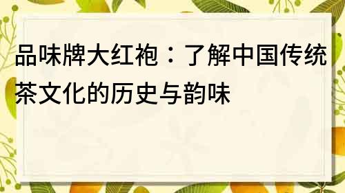 品味牌大红袍：了解中国传统茶文化的历史与韵味