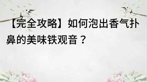 【完全攻略】如何泡出香气扑鼻的美味铁观音？