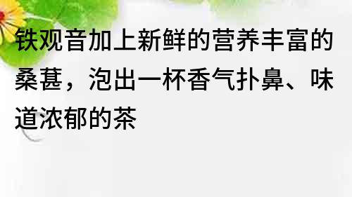 铁观音加上新鲜的营养丰富的桑葚，泡出一杯香气扑鼻、味道浓郁的茶