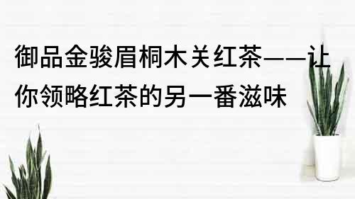 御品金骏眉桐木关红茶——让你领略红茶的另一番滋味