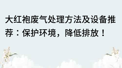 大红袍废气处理方法及设备推荐：保护环境，降低排放！