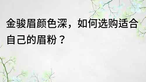 金骏眉颜色深，如何选购适合自己的眉粉？