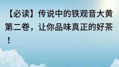 【必读】传说中的铁观音大黄第二卷，让你品味真正的好茶！