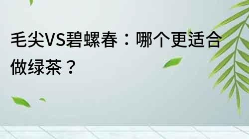 毛尖VS碧螺春：哪个更适合做绿茶？