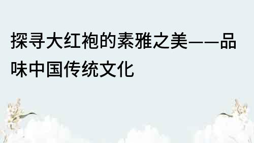 探寻大红袍的素雅之美——品味中国传统文化