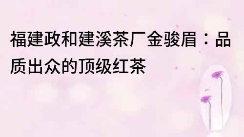 福建政和建溪茶厂金骏眉：品质出众的顶级红茶