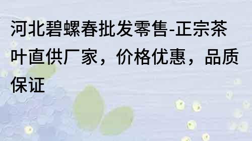 河北碧螺春批发零售-正宗茶叶直供厂家，价格优惠，品质保证