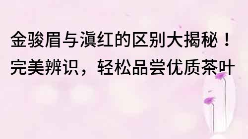 金骏眉与滇红的区别大揭秘！完美辨识，轻松品尝优质茶叶