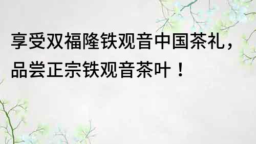 享受双福隆铁观音中国茶礼，品尝正宗铁观音茶叶！