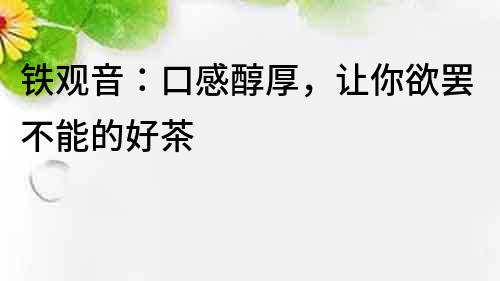 铁观音：口感醇厚，让你欲罢不能的好茶