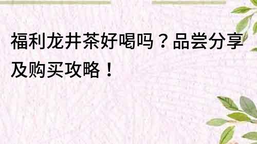 福利龙井茶好喝吗？品尝分享及购买攻略！