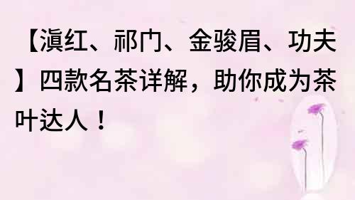 【滇红、祁门、金骏眉、功夫】四款名茶详解，助你成为茶叶达人！