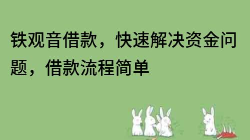 铁观音借款，快速解决资金问题，借款流程简单