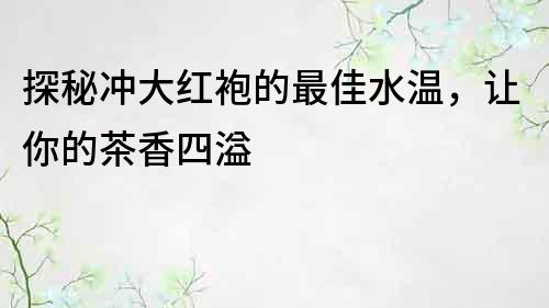 探秘冲大红袍的最佳水温，让你的茶香四溢