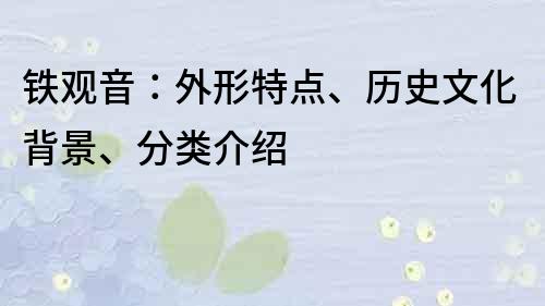 铁观音：外形特点、历史文化背景、分类介绍