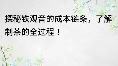 探秘铁观音的成本链条，了解制茶的全过程！